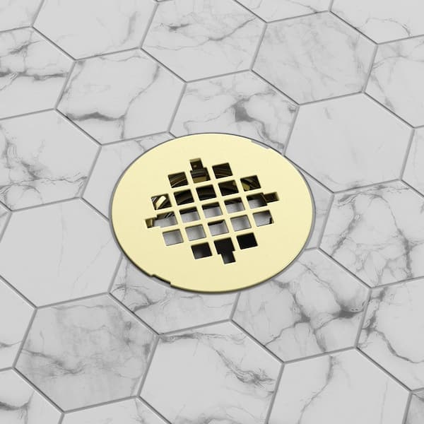 Infinity 2 in. Round Shower Drain, Brushed Brass