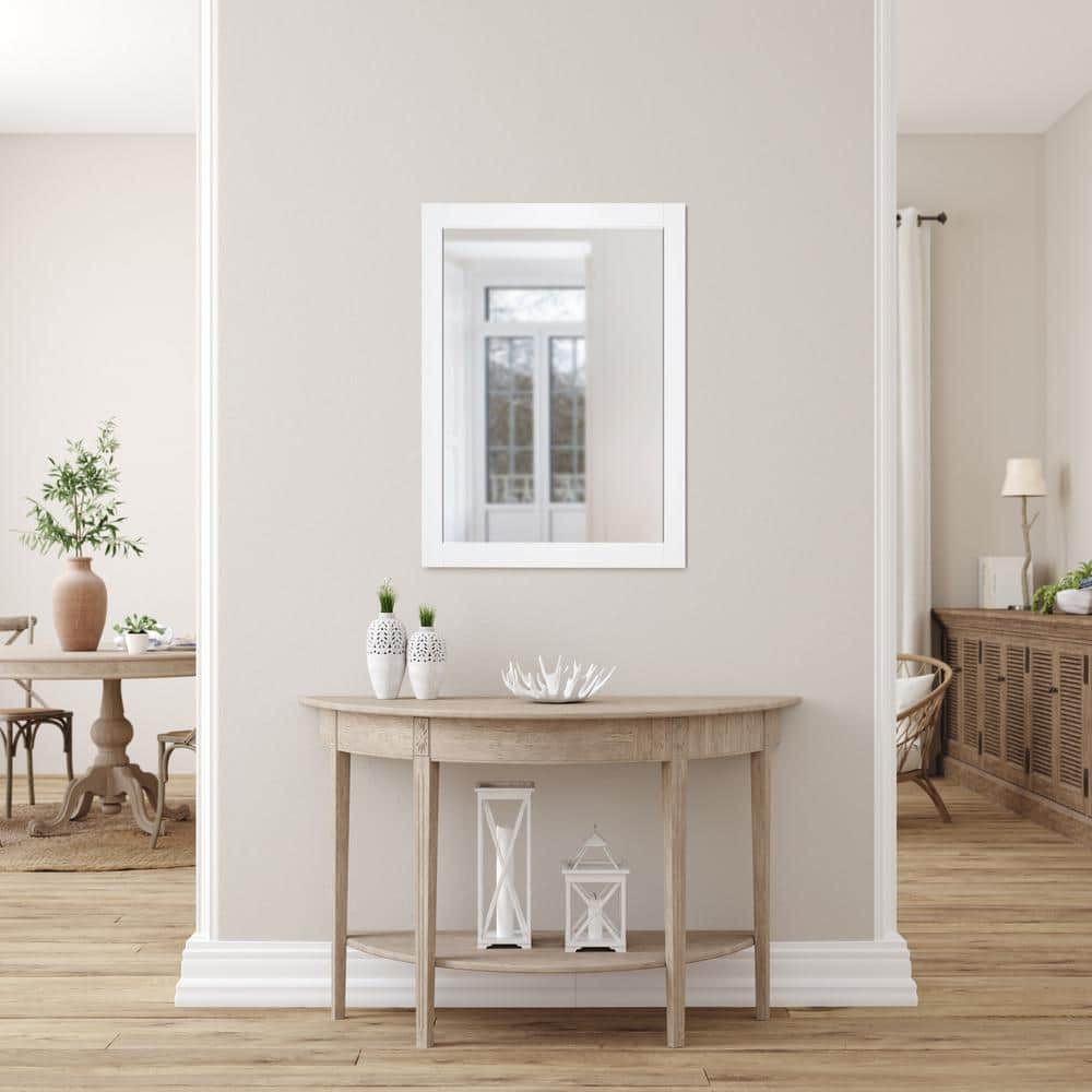 Shorewood 30-Inch White Wood Framed Rectangular Mirror