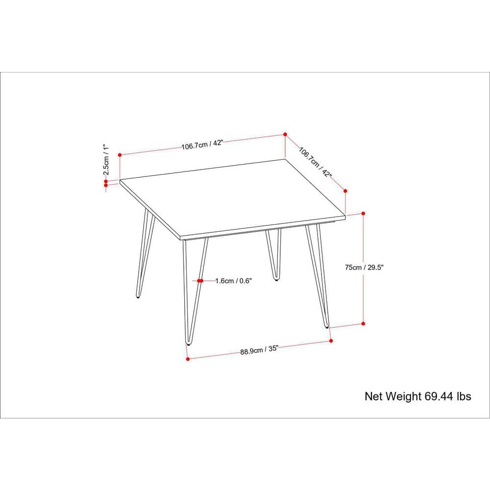 Hunter 42" Natural Mango Wood Industrial Dining Table
