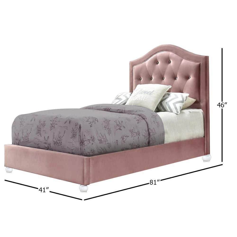 Reggie Pink Twin Upholstered Platform Bed with Storage