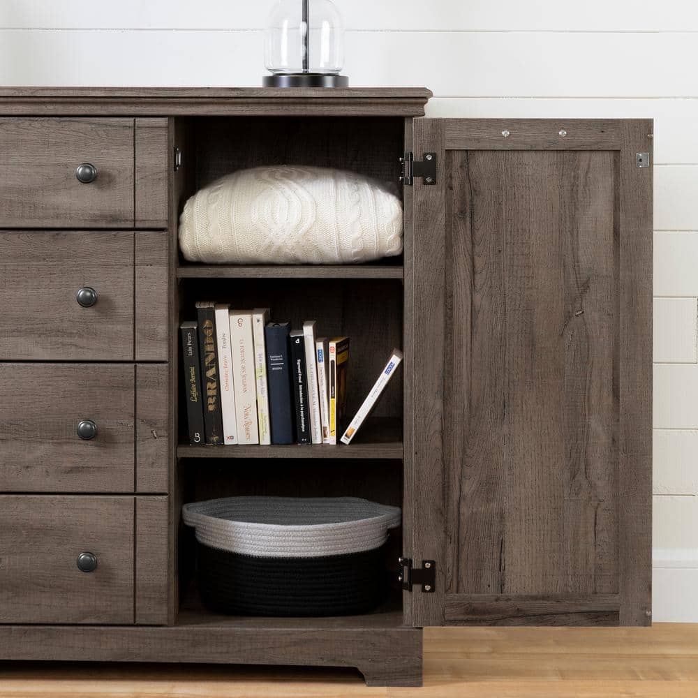 Cottage Charm Fall Oak Dresser with Deep Drawers and Hidden Shelves