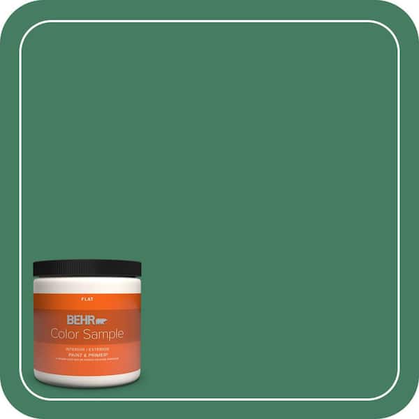 BEHR PREMIUM PLUS 8 oz. #470D-6 Greenbelt Flat Interior/Exterior Paint & Primer Color Sample