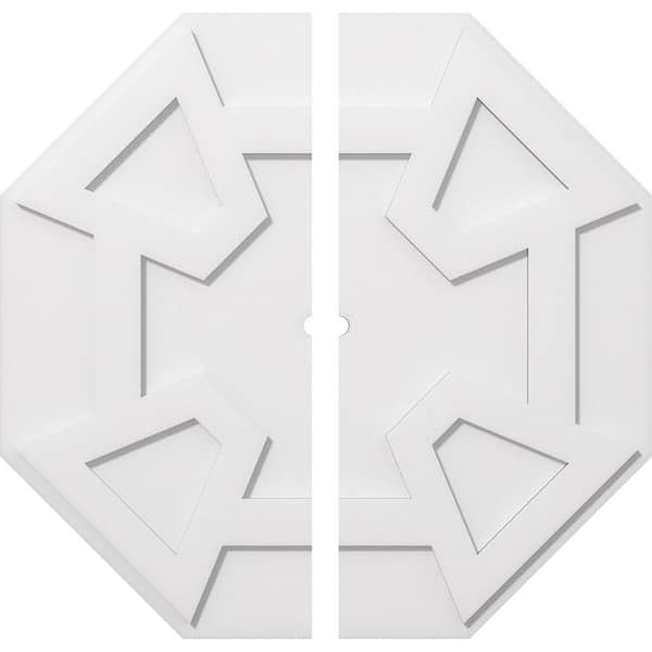 Ekena Millwork 1 in. P X 11 in. C X 32 in. OD X 1 in. ID Logan Architectural Grade PVC Contemporary Ceiling Medallion, Two Piece