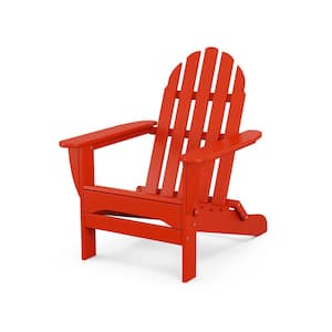 Classic Sunset Red Plastic Patio Adirondack Chair