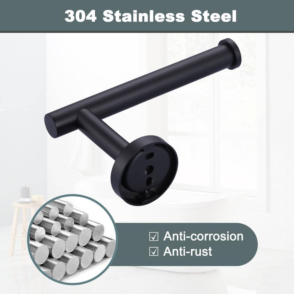 Matte Black Stainless Steel Wall-Mount Toilet Paper Holder