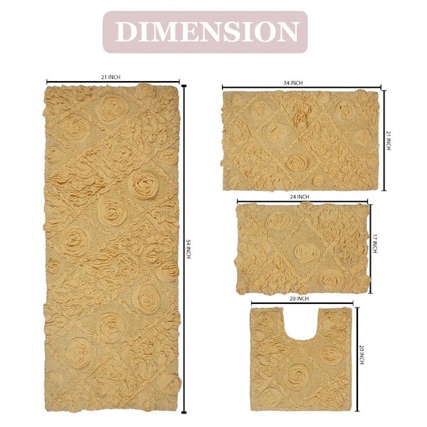 HOME WEAVERS INC Modesto Collection Yellow Cotton 4 Piece Bath Rug Set  BMO4PC17212021YE - The Home Depot