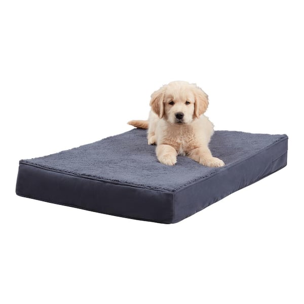 Happy Hounds Oscar Small Blue Steel Sherpa Orthopedic Dog Bed