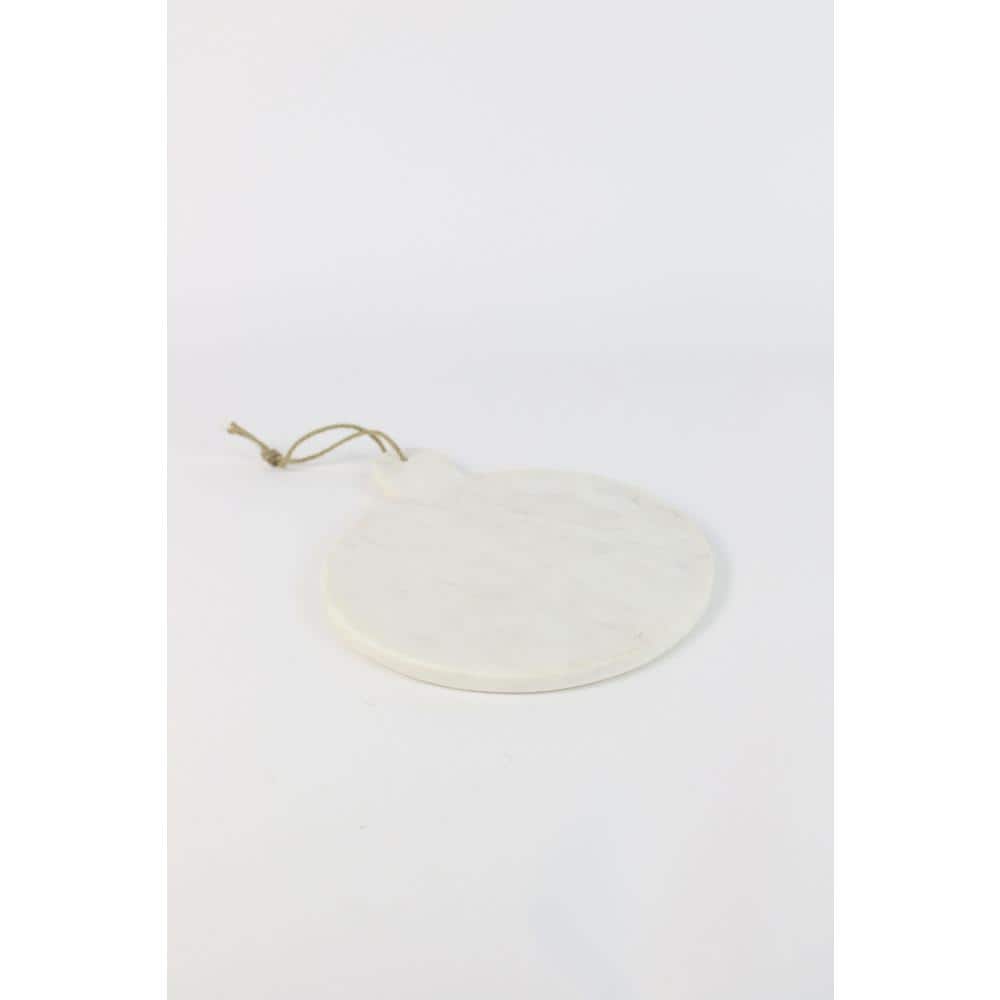 Round White Marble Cutting Board with Jute Hanger