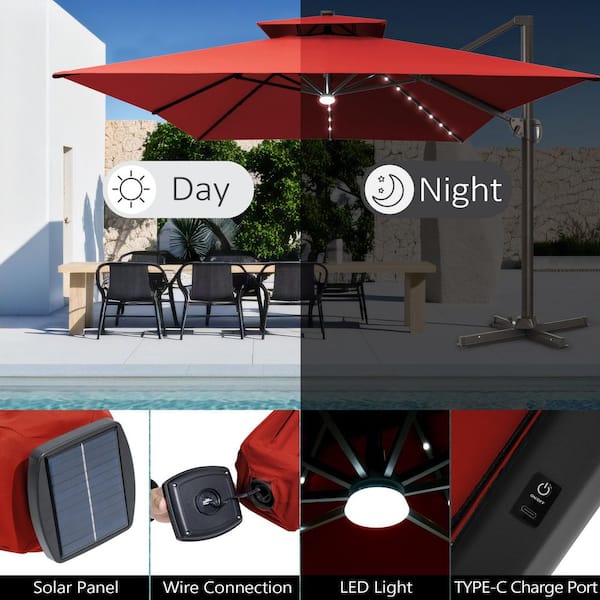 aleko umb10l24bg solar powered led lighted patio table umbrella EliteShade USA 10-Year-Non-Fading 9ft Market Umbrella, Commercial Grade Sun with 80 Lights, Crank Open, Windproof & UPF 50+ UV Protection for Garden, Deck, Pool, Backyard, Teal : Patio, Lawn & Garden in LED lights Sonkuki 7.5 ft. Solar Lighted