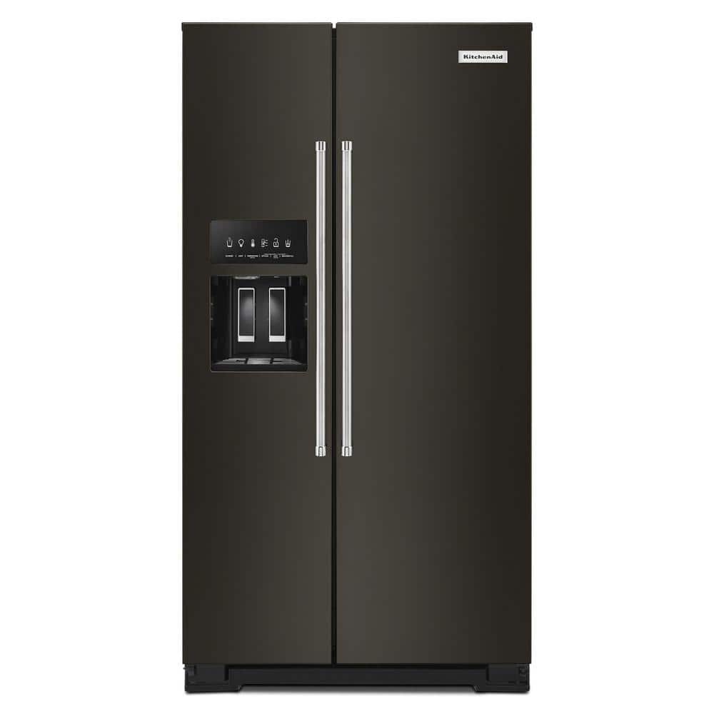 KitchenAid 19.8 cu. ft. Side by Side Refrigerator in Black Stainless Steel with Print Shield, Counter Depth, Black Stainless with PrintShield Finish