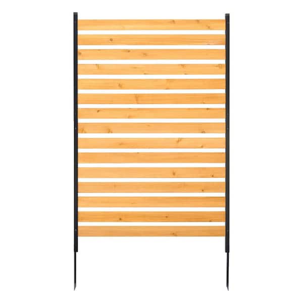 Wood Privacy Fence, 39 in. W x 61 in. L, Single Panel Screen, Metal Stakes, Simple Setup, Outdoor Trash Bin Concealer