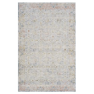 Alaya Light Gray/Ivory/Multicolor 7 ft. 9 in. x 9 ft. 9 in. Floral Performance Area Rug