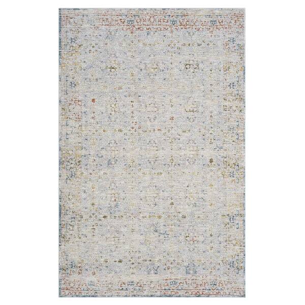 LR Home Alaya Light Gray/Ivory/Multicolor 9 ft. x 12 ft. Floral Performance Area Rug
