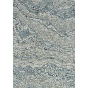 Graceful Blue 5 ft. x 7 ft. Abstract Contemporary Area Rug