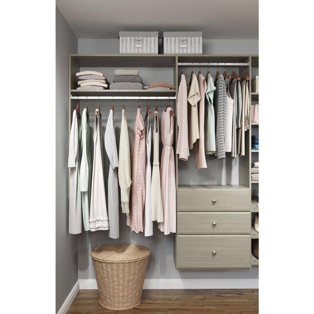 Weathered Gray Dual Tower Closet Organizer with Drawers