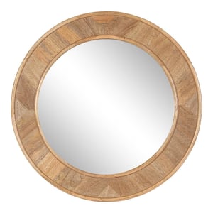 Yahna 28.00 in. W x 28.00 in. H Natural Round Transitional Framed Decorative Wall Mirror