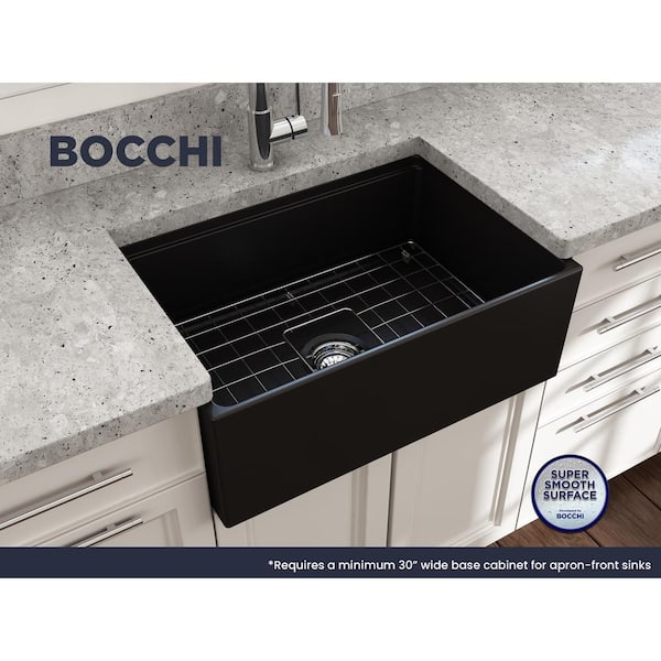 Contempo Workstation 27 in. Farmhouse Apron-Front Single Bowl Matte Black Fireclay Kitchen Sink with Accessories