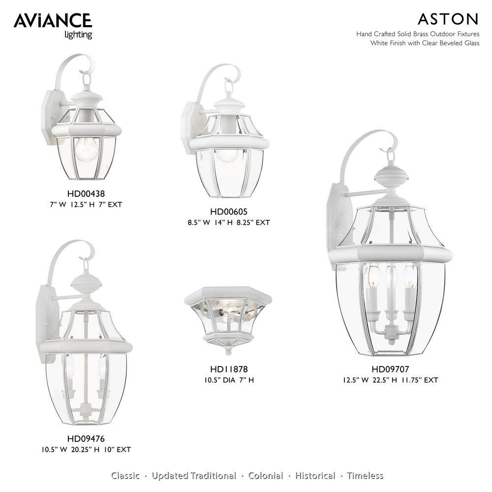Monterey Elegant White Brass Outdoor Pendant with Clear Beveled Glass