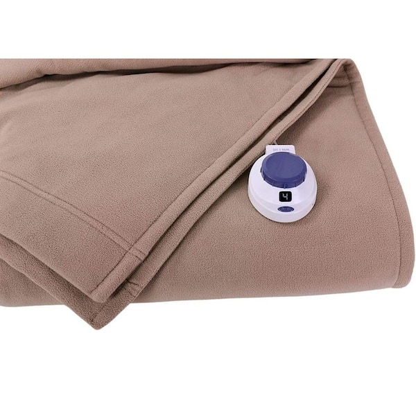 SoftHeat Low-Voltage Queen Micro-Fleece Beige Electric Throw Blanket