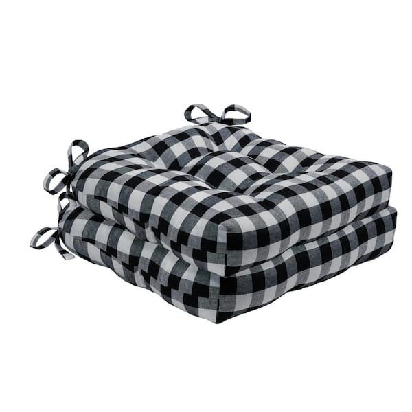 Tufted Seat Cushion Chair Pad, Black And White Buffalo Check Dining Room Chair Covers