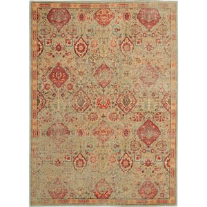 Somerset Light Green 5 ft. x 8 ft. Repeat Medallion Traditional Area Rug