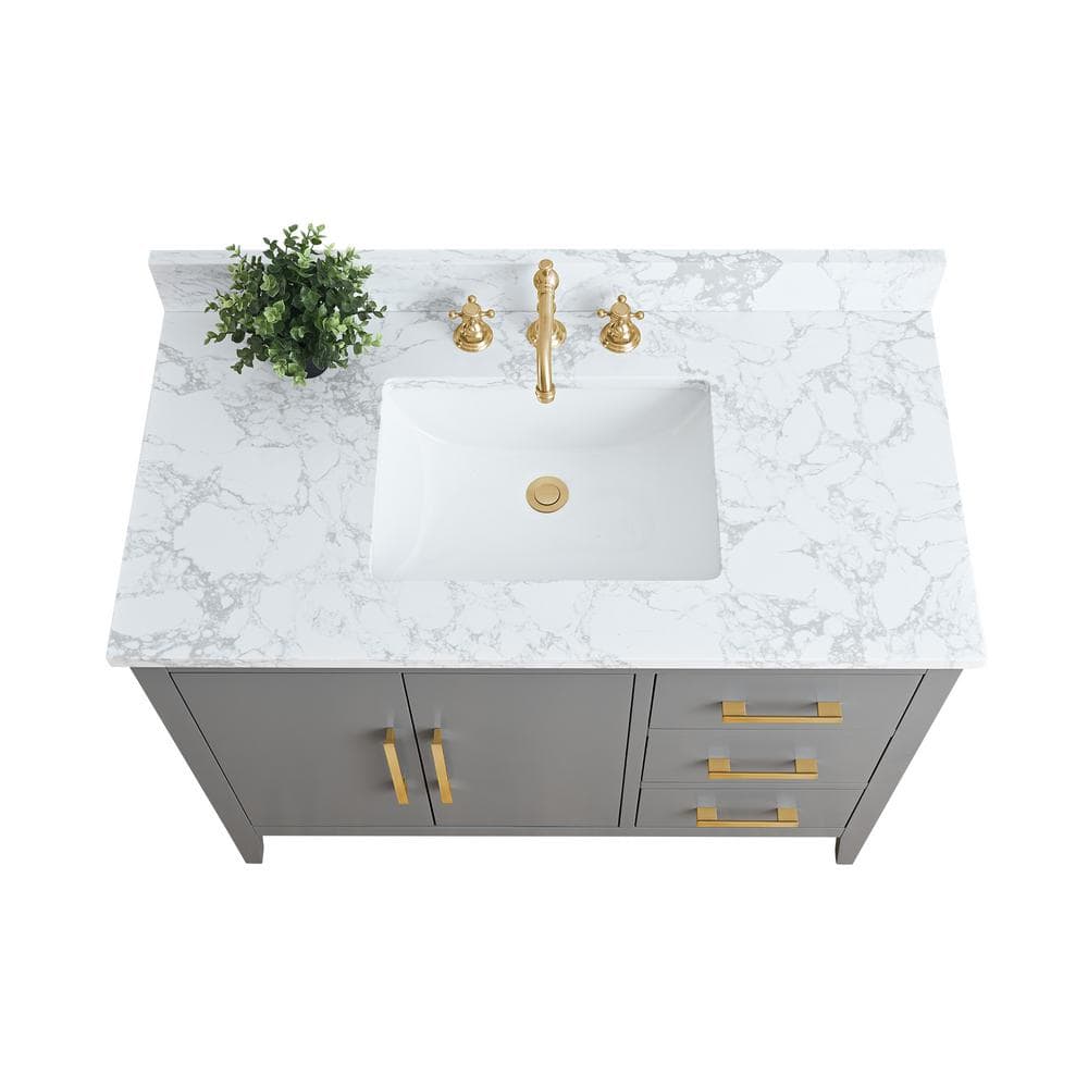 Cashmere Gray 42'' Single Bathroom Vanity with Engineered Marble Top