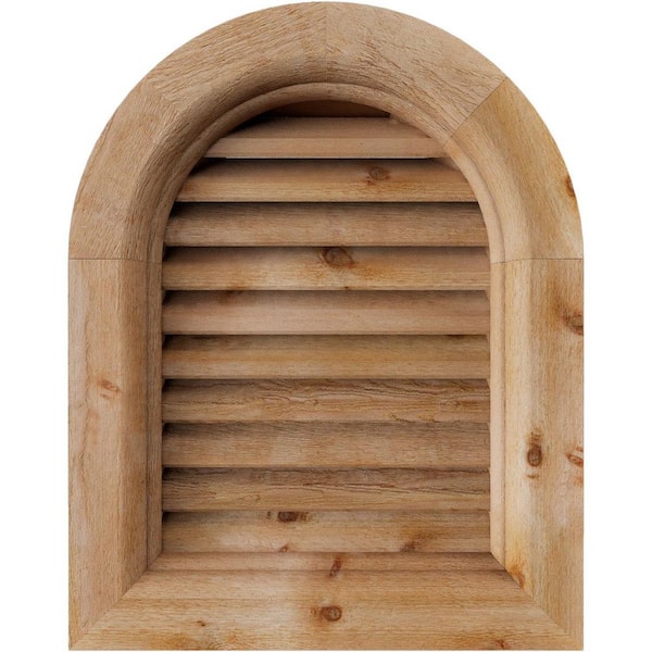 39" x 29" Round Top Unfinished Rough Sawn Western Red Cedar Wood Gable Louver Vent Functional