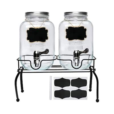 Style Setter 192 Gal. Glass Hamburg Beverage Serveware Dispensers with Stand  (Set of 2) 210266-gb - The Home Depot