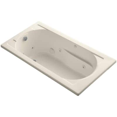Devonshire 5 ft. Acrylic Reversible Drain Rectangular Drop-In Whirlpool Bathtub in Almond