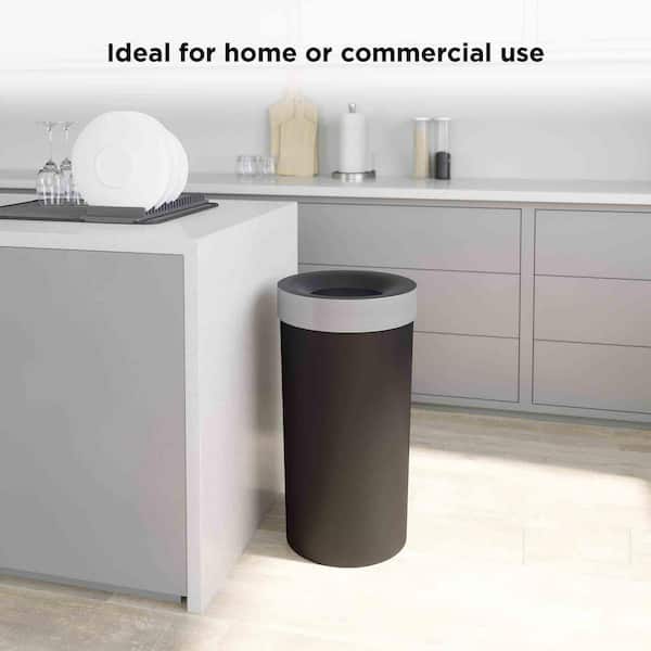 16.5 gal. Open Top Black/Nickel Kitchen Trash Large, Garbage Can for Indoor or Outdoor Use