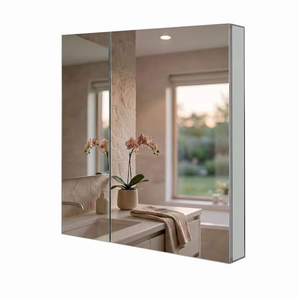 36 in. W x 36 in. H Rectangular Aluminum Medicine Cabinet with Mirror