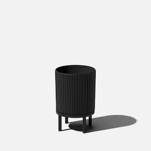 Demi 12 in. Raised with Stand Round Black Plastic Planter with Black Stand