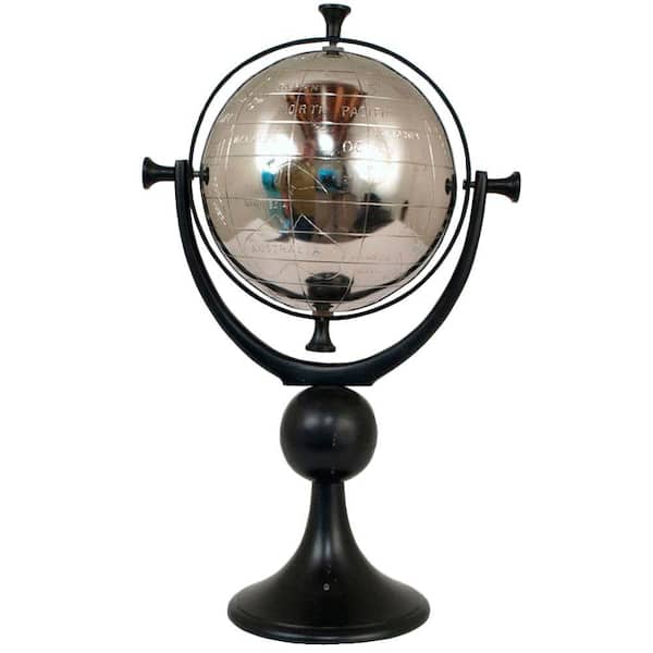Unbranded 19 in. H x 8 in. D Silver with Black Round Globe with Stand