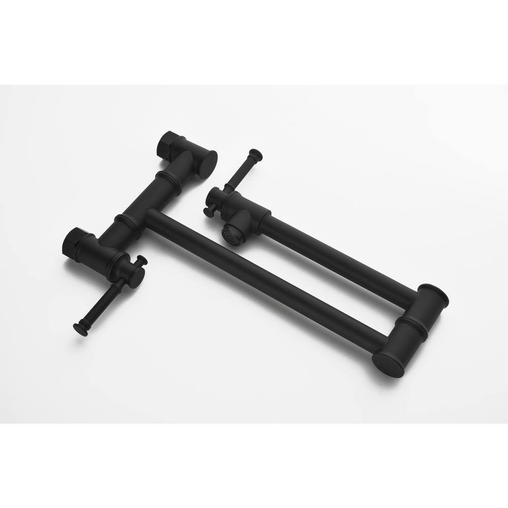 Matte Black Brass Wall Mount Pot Filler Faucet
