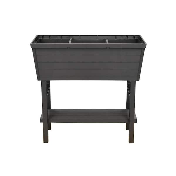 Vigoro 32.25 in. W x 31 in. H Elevated Resin Patio Garden Bed in Brown