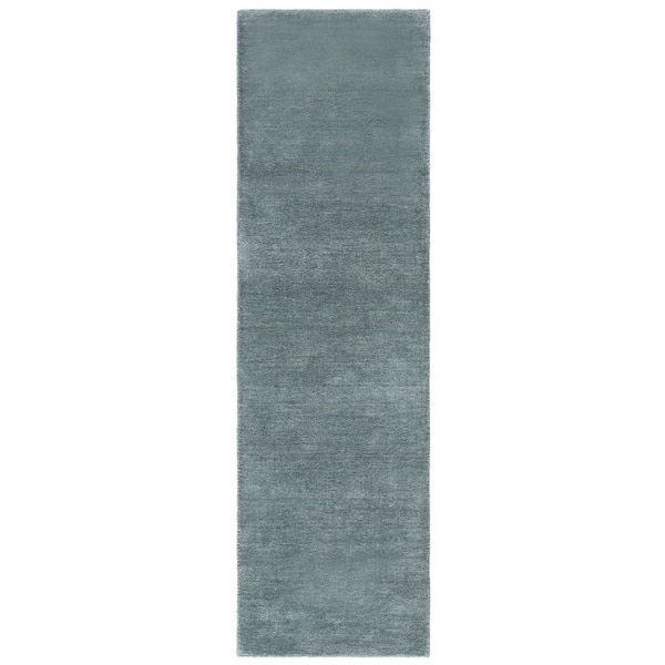 Himalaya 2 ft. x 12 ft. Blue Solid Color Gradient Runner Rug