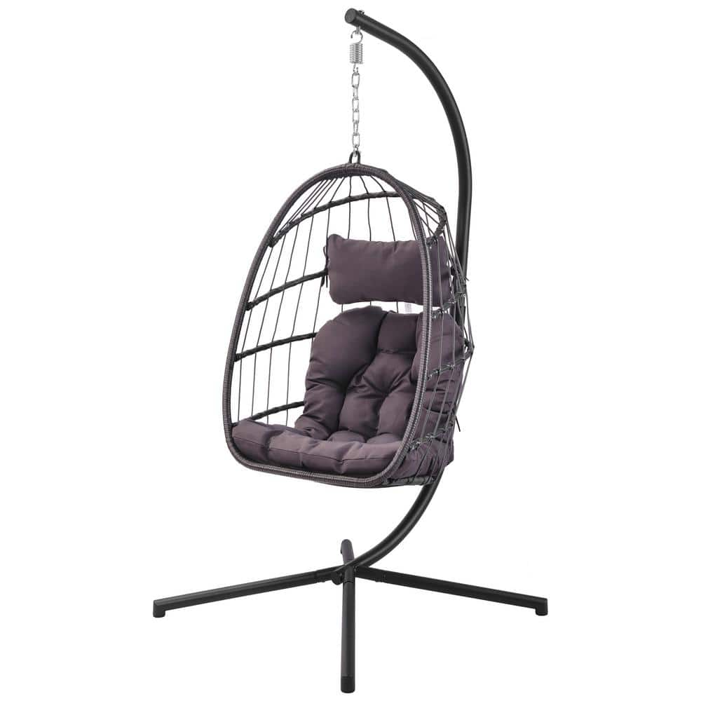 Maocao Hoom Black Wicker Hanging Egg Chair Outdoor Patio Swing Chair ...