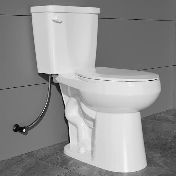 WetBase 19 in. White Toilet 1.28 GPF Single Flush 2-Piece Toilet