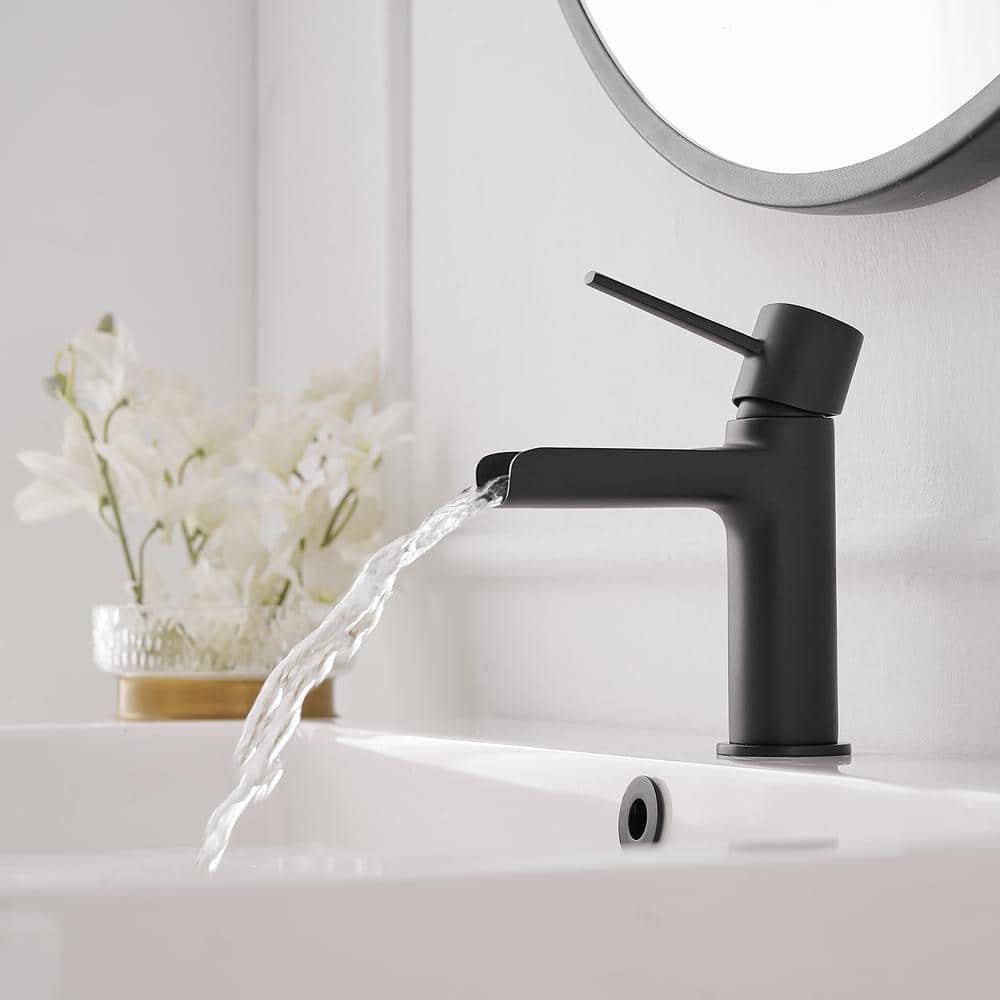 Matte Black Single Handle Waterfall Bathroom Faucet