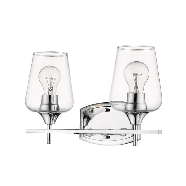 Unbranded Joliet 15 in. 2-Light Chrome Vanity Light with Clear Glass