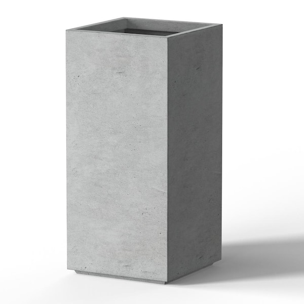 Modern 24in. High Large Tall Tapered Square Stone Finish Outdoor Cement Planter Plant Pots