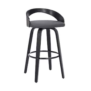 Sonia 30 in. Swivel Gray/Black Faux Leather and Wood Bar Stool