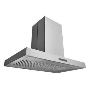 36 in. Island Range Hood with Dual Controls, LED, Baffle Filter in Stainless Steel