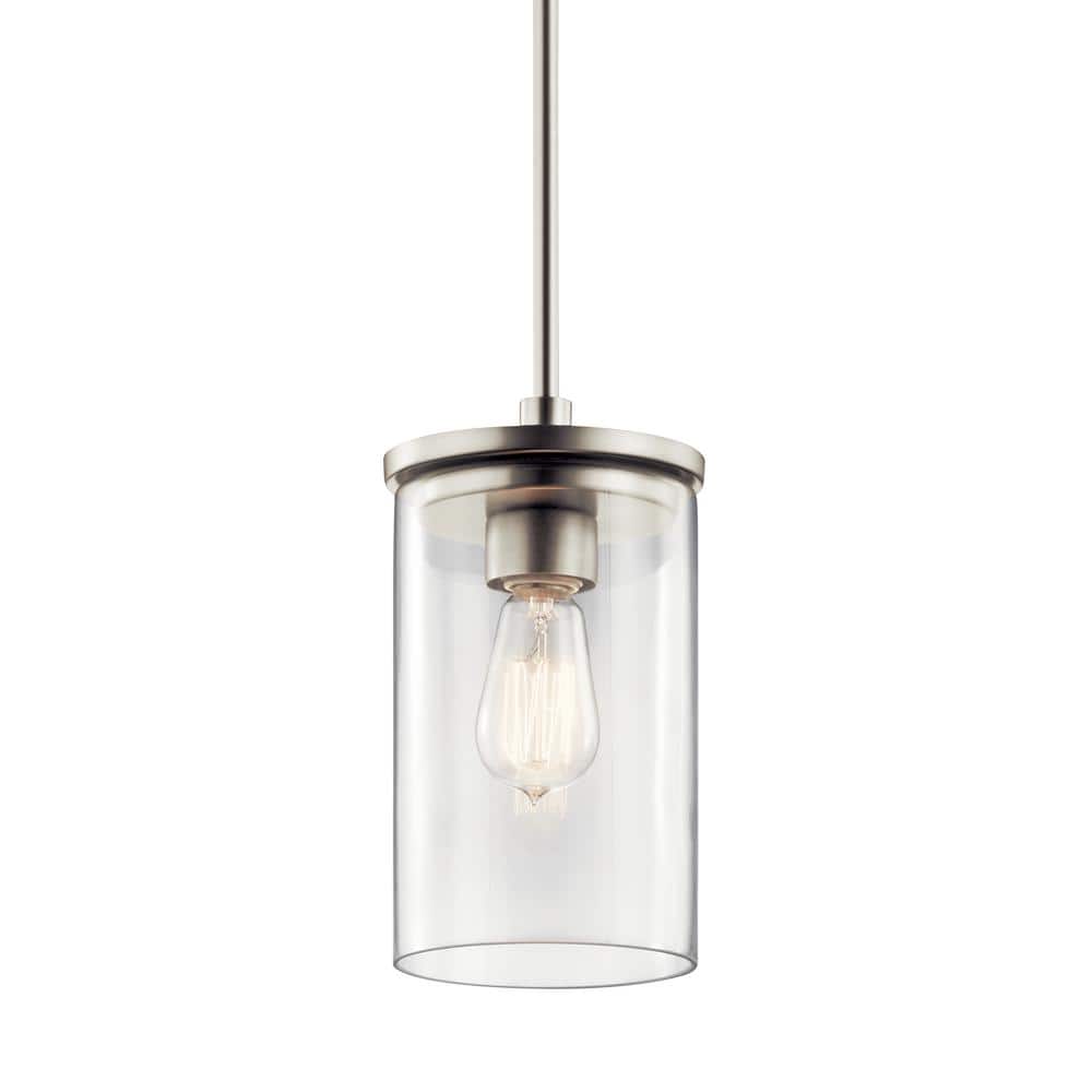 Crosby 10.75" Clear Glass Brushed Nickel Mini Pendant Light