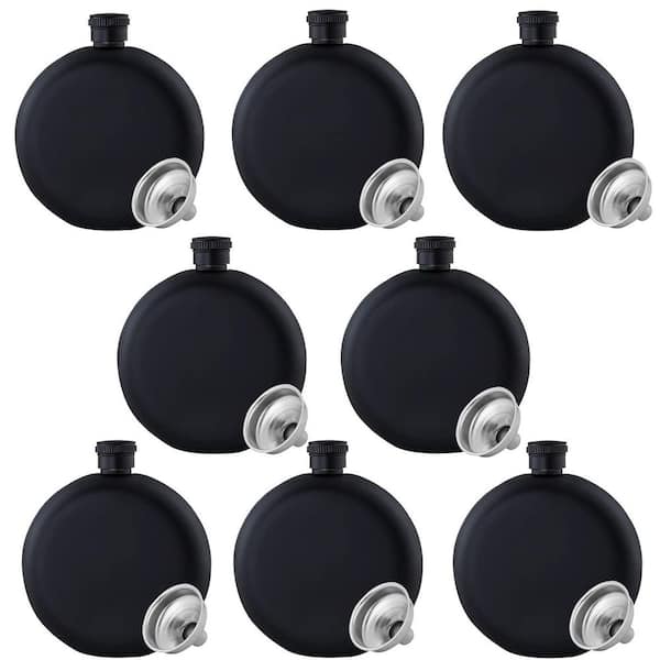 8-Pack 50 oz. Matte Black Stainless Steel Hip Flask with Funnel, Portable Wine Drinkware Accessories, Easy Carry Clean