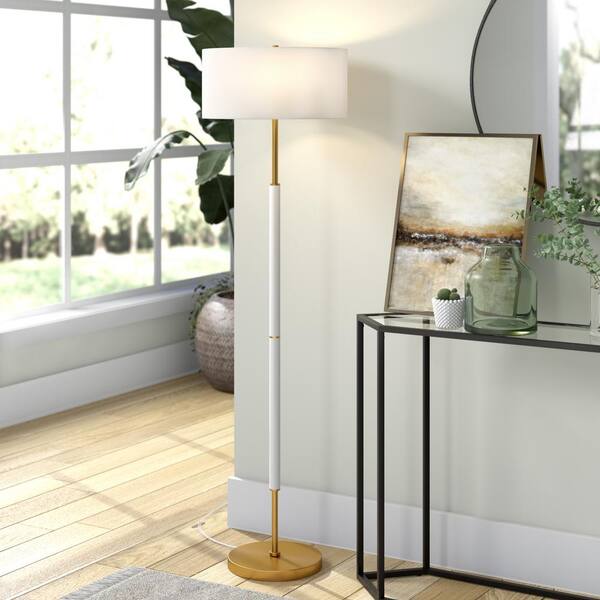 Matte White And Brass 2 Bulb Floor Lamp, Project 62 Weston Floor Lamp