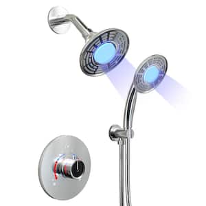 LED Display 1-Handle 2-Spray Shower Faucet in Brushed Nickel (Valve Included)