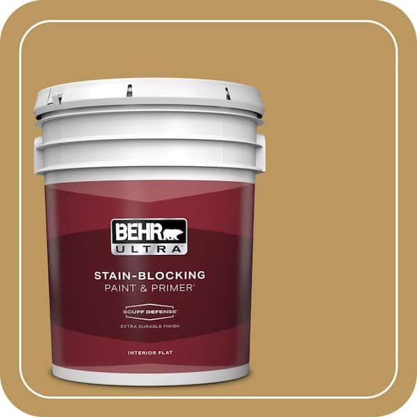 BEHR ULTRA 5 gal. #330F-5 Golden Bear Extra Durable Flat Interior Paint & Primer