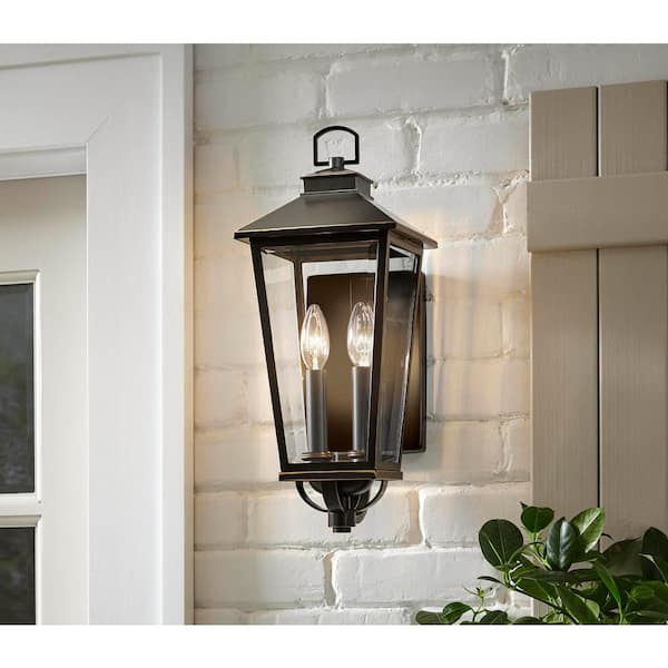 Williamsburg 17.12 in. Gas Style 2-Light Hardwired Outdoor Wall Light Coach Sconce with No Bulb Included