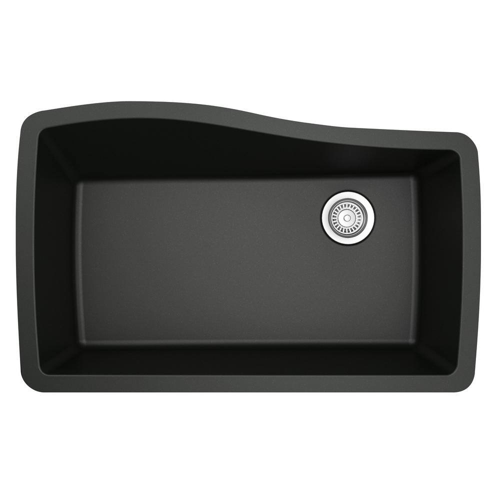 Black Quartz Composite Undermount Single Bowl Kitchen Sink